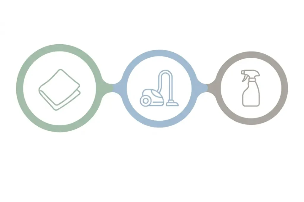 Daily, weekly, and monthly home cleaning schedule cycle diagram