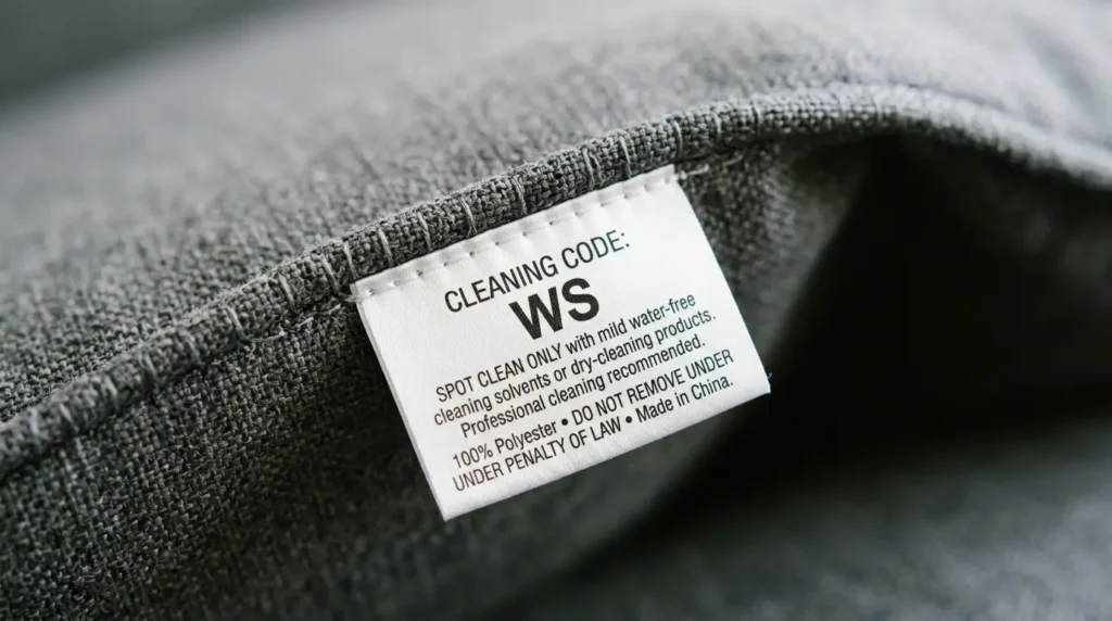Read the Label First before cleaning sofa