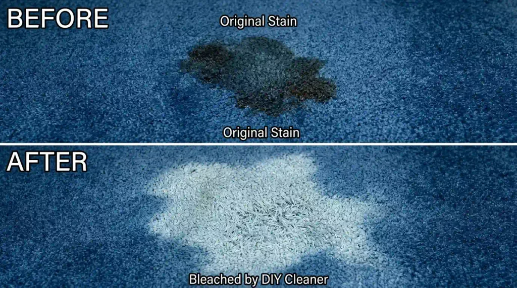 Why Professional Carpet Cleaning for Stain Removal Is Worth It 4 bleached patch on carpet caused by DIY cleaning product