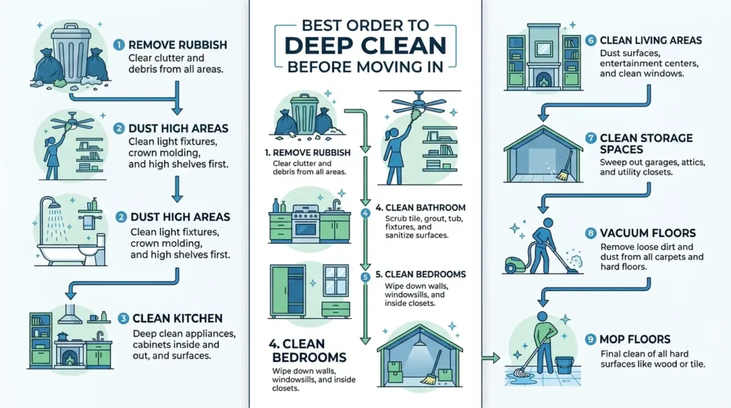 Deep Cleaning Before Moving In: A Complete Checklist 4 Move-in cleaning order