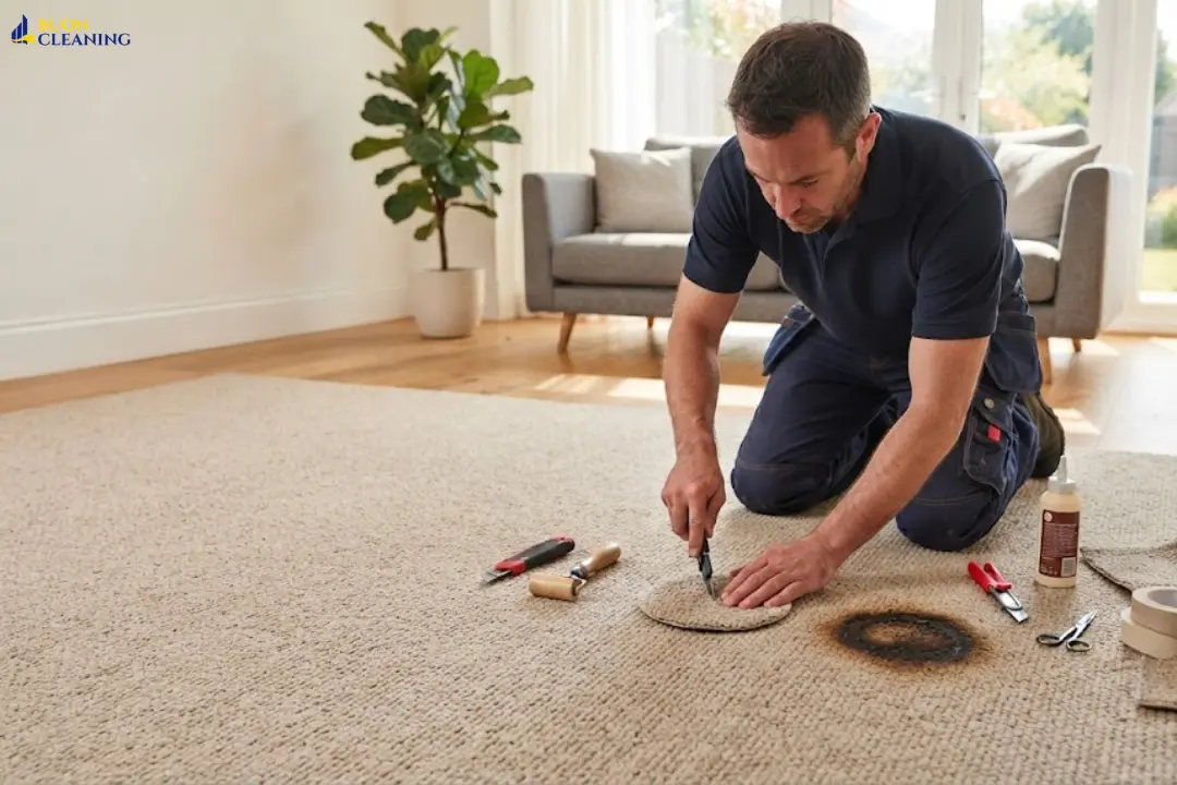 how to repair a burnt carpet