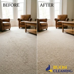 Before and after dining room carpet cleaning in Beeston Nottingham, with food and drink marks removed