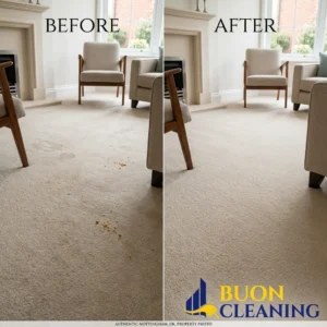 Before and after stair carpet cleaning in a Clifton Nottingham home by Buon Cleaning