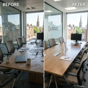 Corporate meeting room cleaned at a Beeston business park in Nottingham by Buon Cleaning