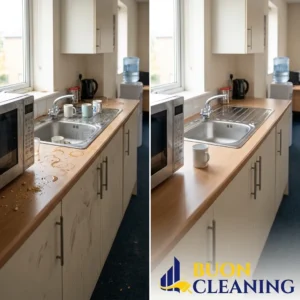 Before and after office kitchen and breakout area cleaning in Arnold Nottingham