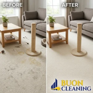 Before and after pet stain and odour treatment on a carpet in Hucknall Nottingham
