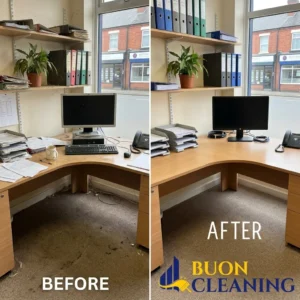 Before and after professional office cleaning in Nottingham NG1 by Buon Cleaning