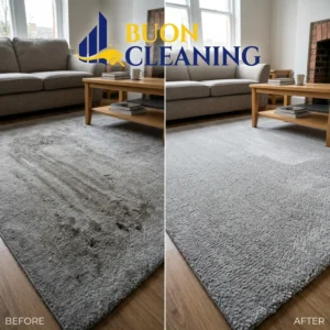 Before and after cleaning of a hallway runner rug in Bramcote Nottingham