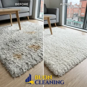 Rug cleaning transformation in Mapperley Nottingham, with the buried pattern brought back