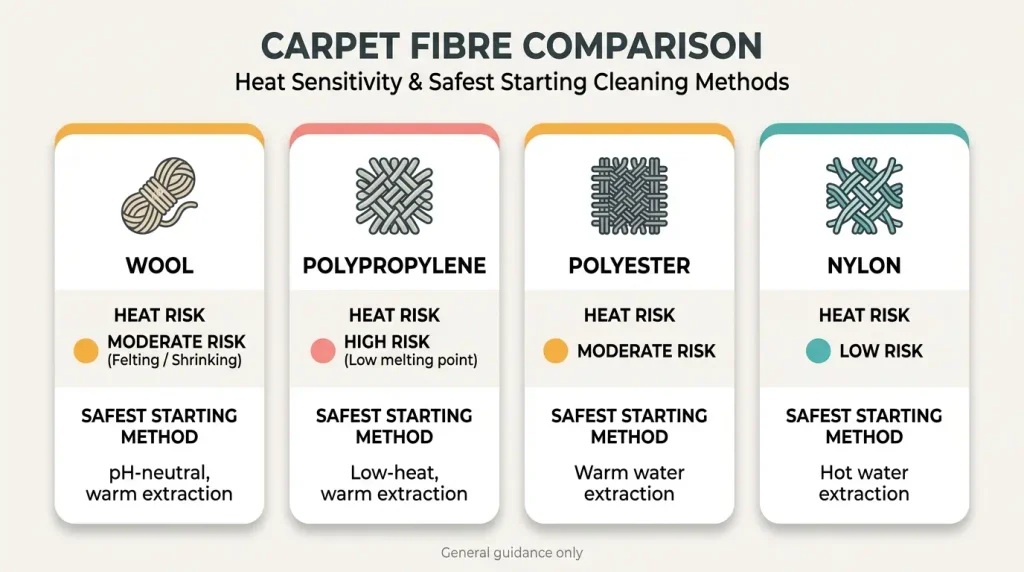 Guide to which carpet fibres tolerate heat when removing candle wax